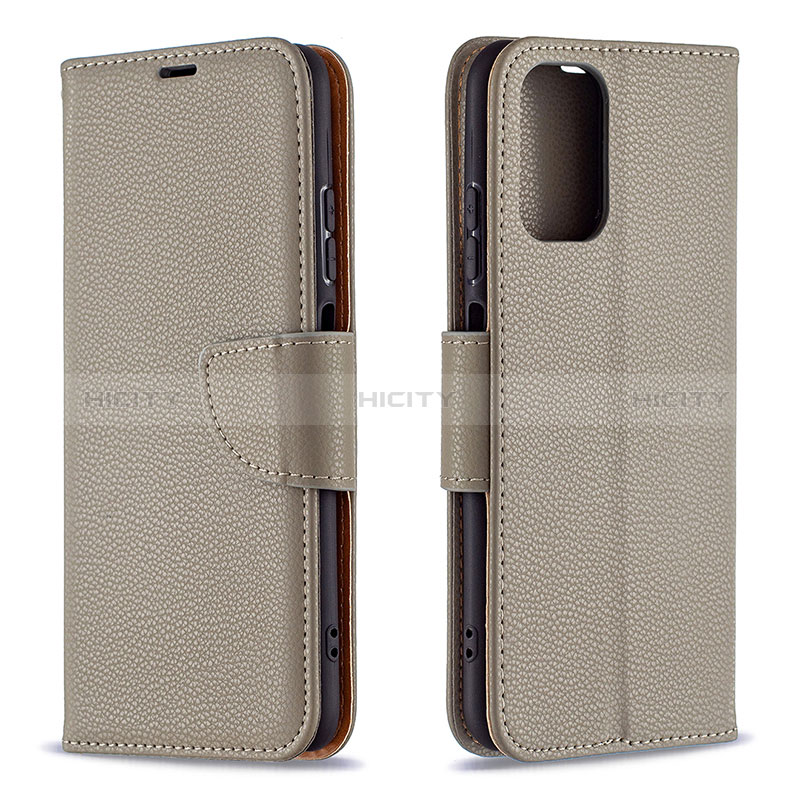 Coque Portefeuille Livre Cuir Etui Clapet B06F pour Xiaomi Poco M5S Gris Plus