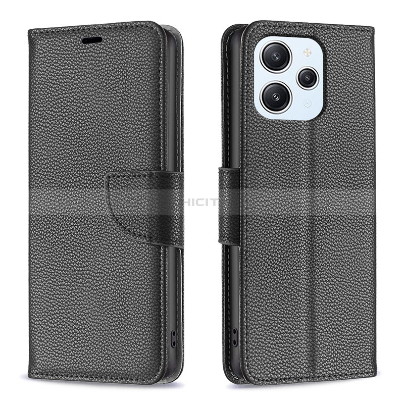 Coque Portefeuille Livre Cuir Etui Clapet B06F pour Xiaomi Redmi 12 4G Noir Plus