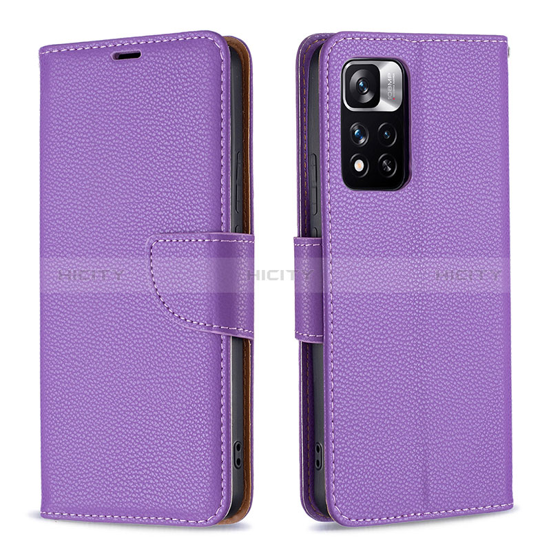 Coque Portefeuille Livre Cuir Etui Clapet B06F pour Xiaomi Redmi Note 11 Pro+ Plus 5G Violet Plus