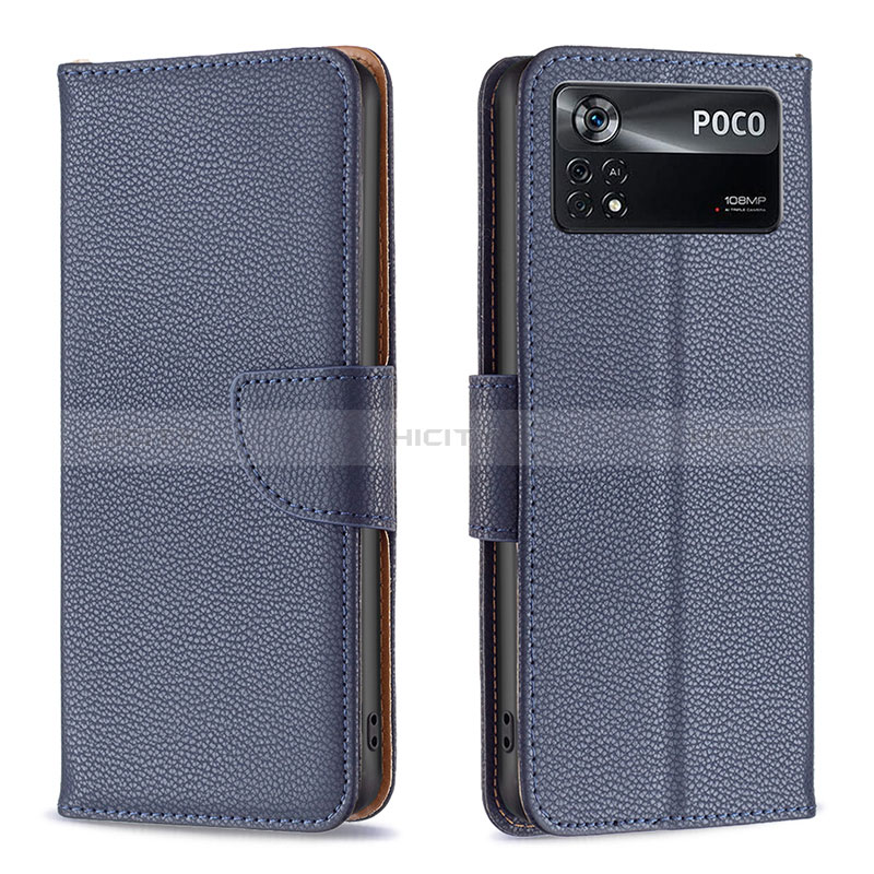 Coque Portefeuille Livre Cuir Etui Clapet B06F pour Xiaomi Redmi Note 11E Pro 5G Bleu Plus