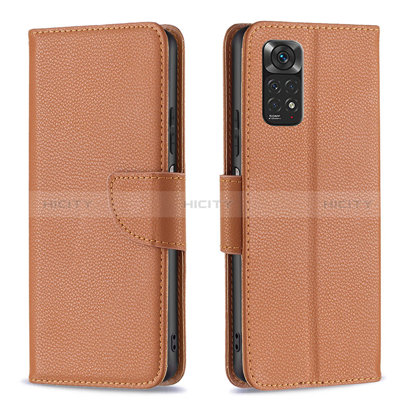 Coque Portefeuille Livre Cuir Etui Clapet B06F pour Xiaomi Redmi Note 11S 4G Marron Plus