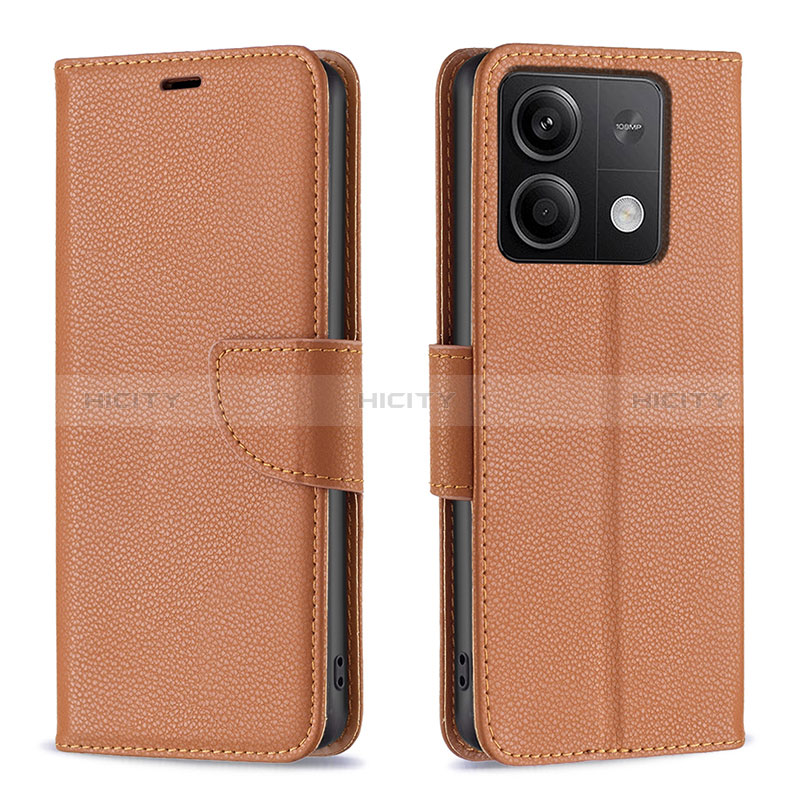 Coque Portefeuille Livre Cuir Etui Clapet B06F pour Xiaomi Redmi Note 13 5G Marron Plus