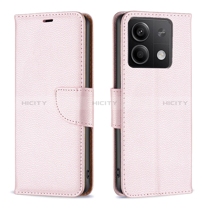 Coque Portefeuille Livre Cuir Etui Clapet B06F pour Xiaomi Redmi Note 13 5G Or Rose Plus