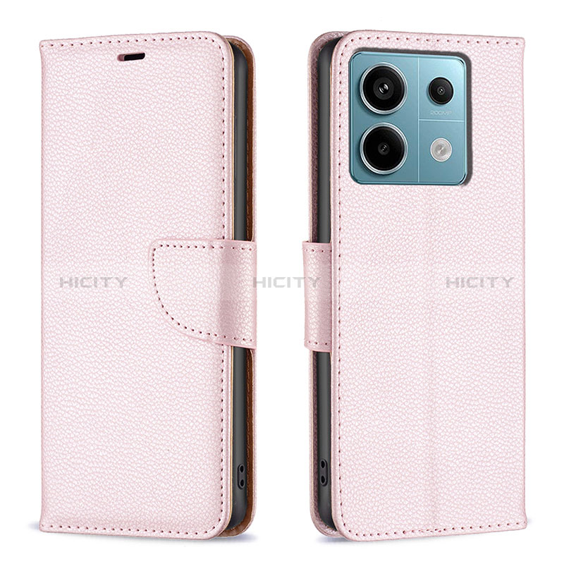 Coque Portefeuille Livre Cuir Etui Clapet B06F pour Xiaomi Redmi Note 13 Pro 5G Or Rose Plus