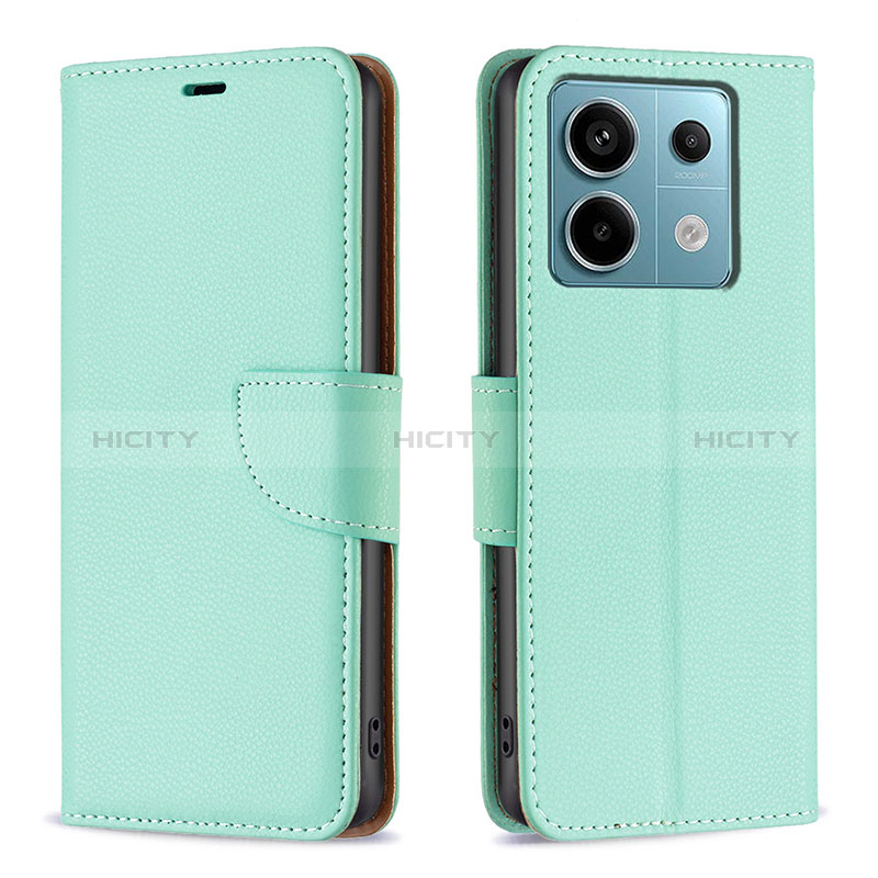 Coque Portefeuille Livre Cuir Etui Clapet B06F pour Xiaomi Redmi Note 13 Pro 5G Vert Plus