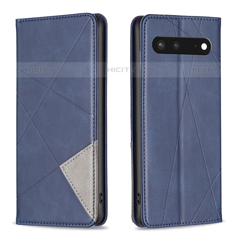 Coque Portefeuille Livre Cuir Etui Clapet B07F pour Google Pixel 7 5G Bleu Plus