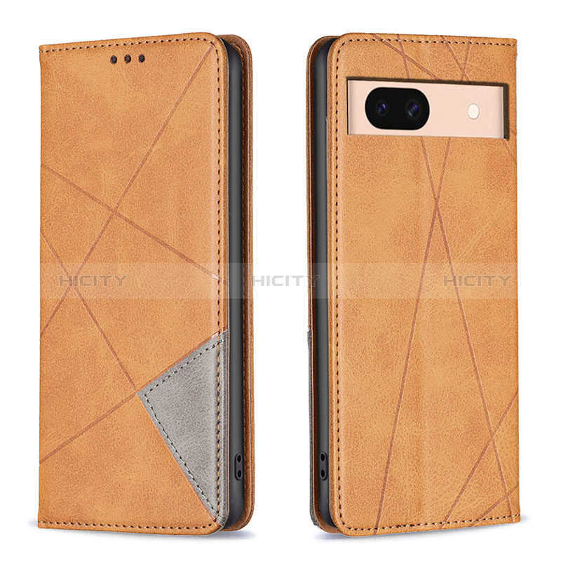 Coque Portefeuille Livre Cuir Etui Clapet B07F pour Google Pixel 8a 5G Brun Clair Plus