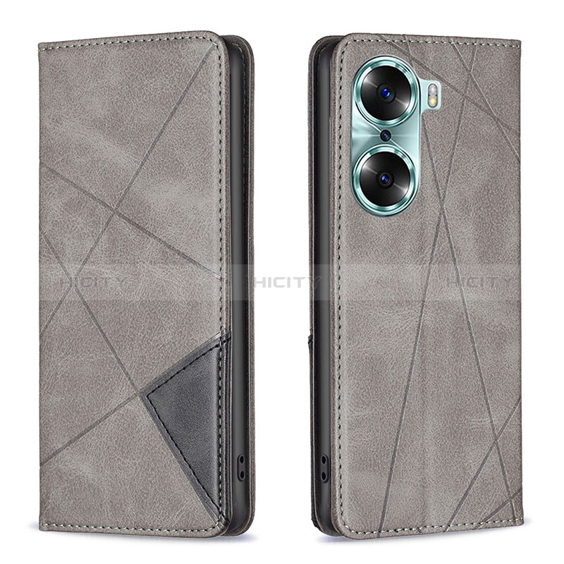 Coque Portefeuille Livre Cuir Etui Clapet B07F pour Huawei Honor 60 Pro 5G Gris Plus