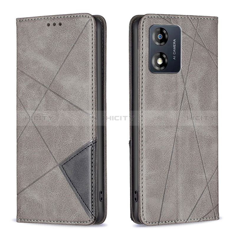 Coque Portefeuille Livre Cuir Etui Clapet B07F pour Motorola Moto E13 Gris Plus