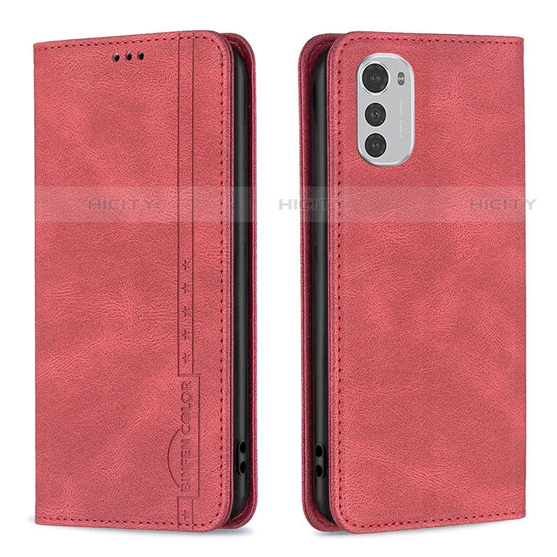 Coque Portefeuille Livre Cuir Etui Clapet B07F pour Motorola Moto E32 Rouge Plus