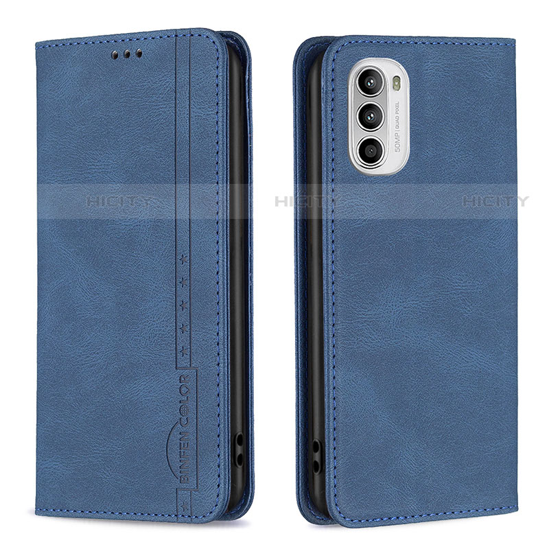 Coque Portefeuille Livre Cuir Etui Clapet B07F pour Motorola Moto Edge (2022) 5G Bleu Plus