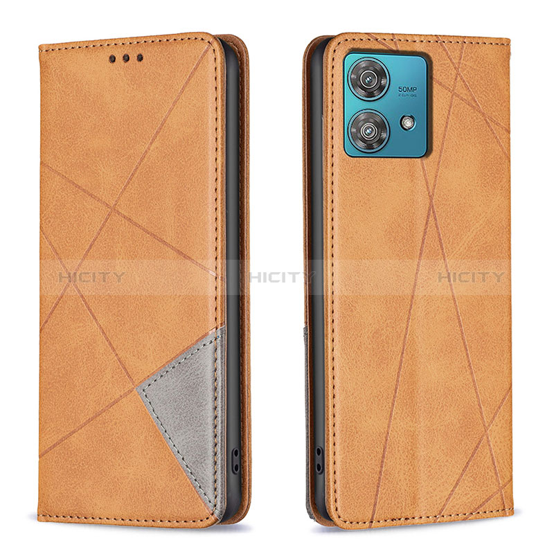 Coque Portefeuille Livre Cuir Etui Clapet B07F pour Motorola Moto Edge 40 Neo 5G Brun Clair Plus