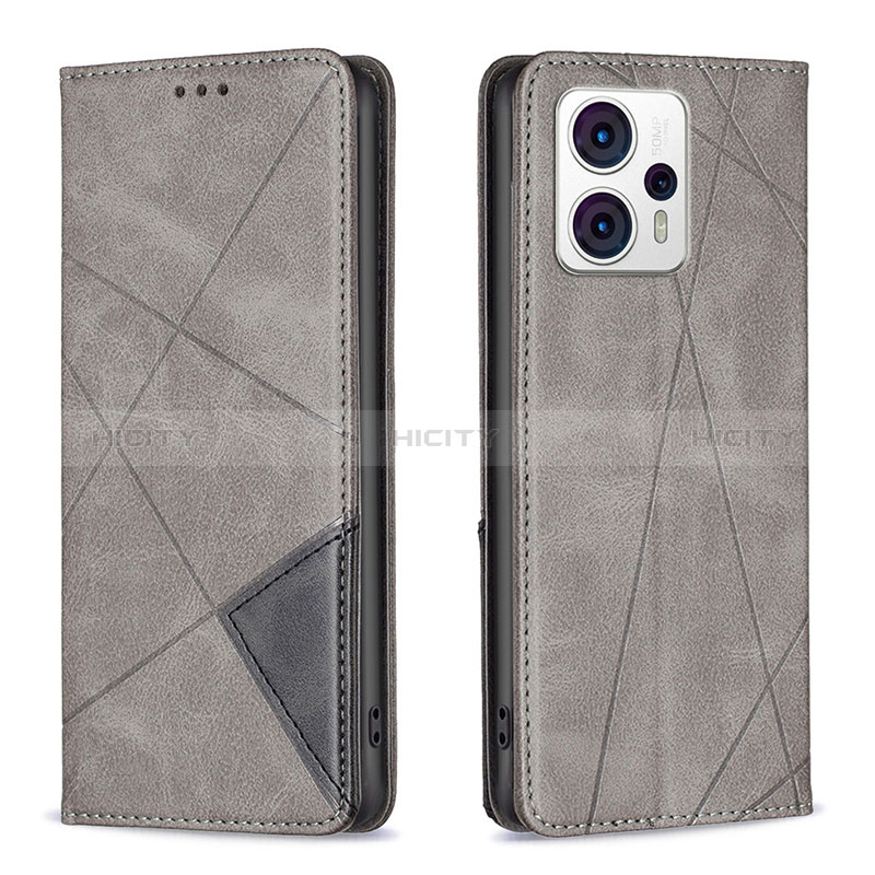 Coque Portefeuille Livre Cuir Etui Clapet B07F pour Motorola Moto G23 Gris Plus