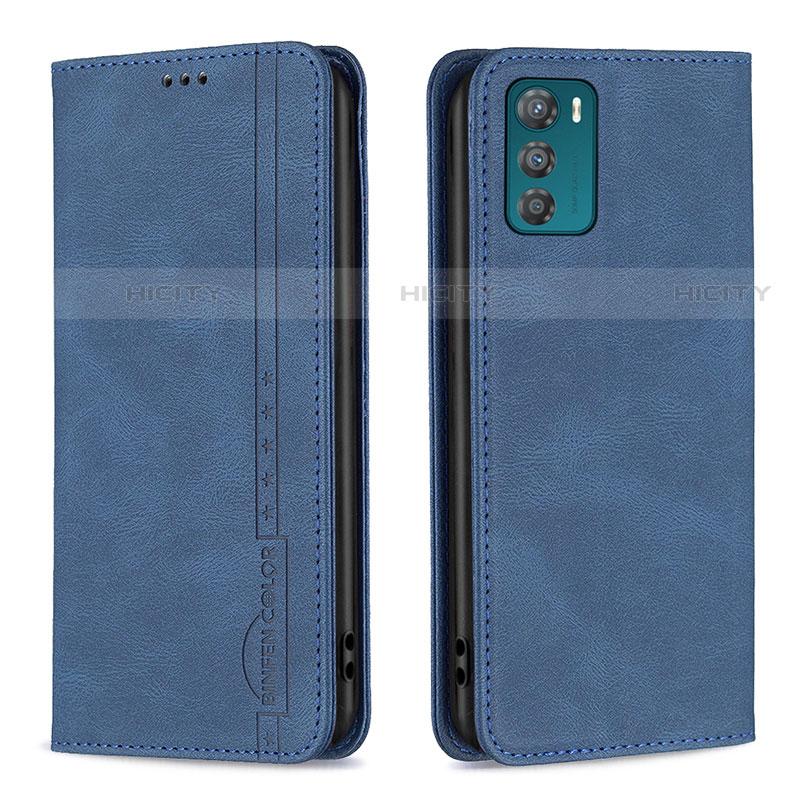 Coque Portefeuille Livre Cuir Etui Clapet B07F pour Motorola Moto G42 Bleu Plus