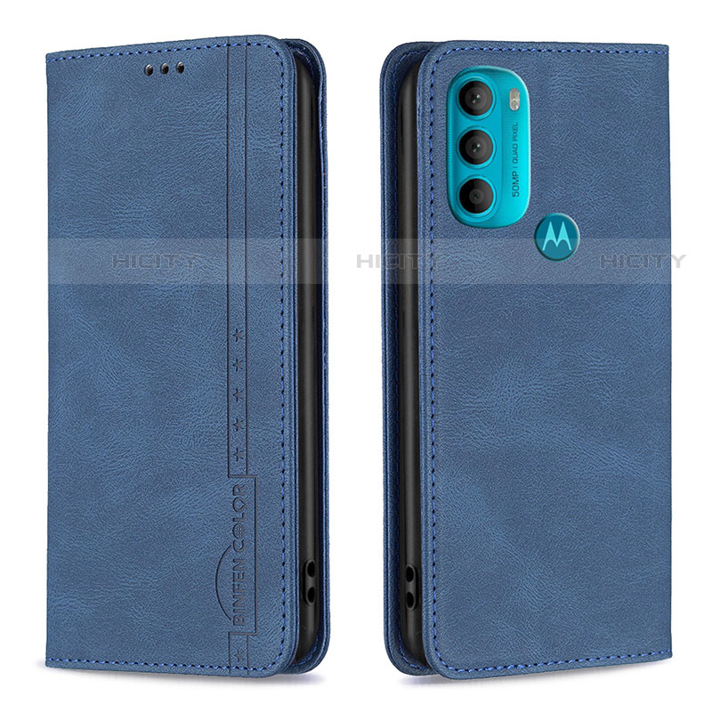 Coque Portefeuille Livre Cuir Etui Clapet B07F pour Motorola Moto G71 5G Bleu Plus