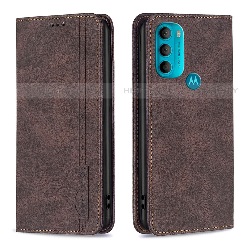 Coque Portefeuille Livre Cuir Etui Clapet B07F pour Motorola Moto G71 5G Marron Plus