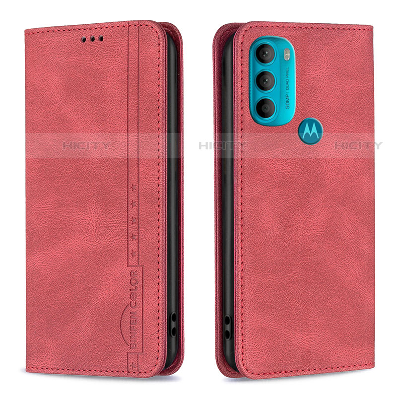 Coque Portefeuille Livre Cuir Etui Clapet B07F pour Motorola Moto G71 5G Rouge Plus