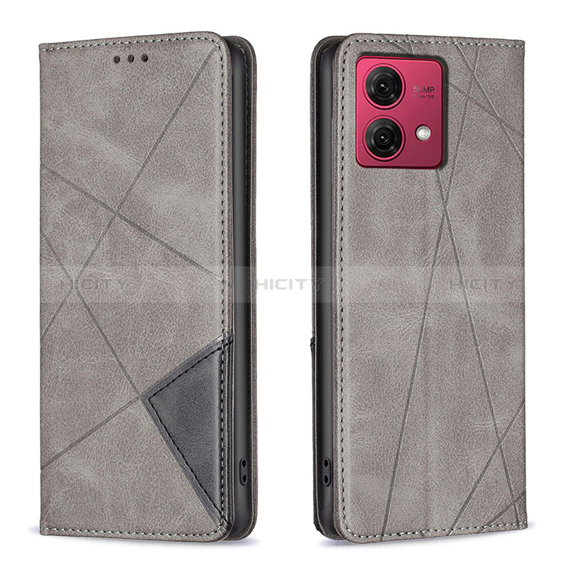 Coque Portefeuille Livre Cuir Etui Clapet B07F pour Motorola Moto G84 5G Gris Plus