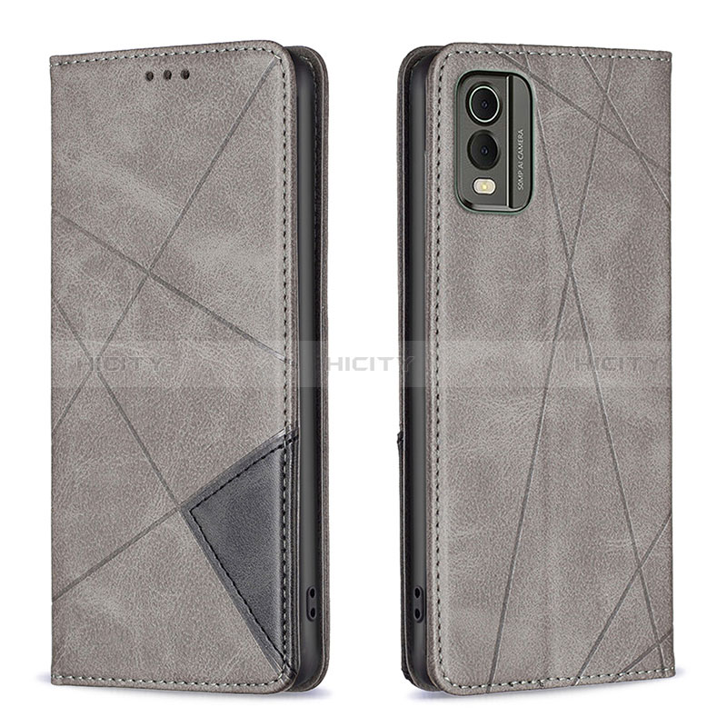 Coque Portefeuille Livre Cuir Etui Clapet B07F pour Nokia C210 Gris Plus