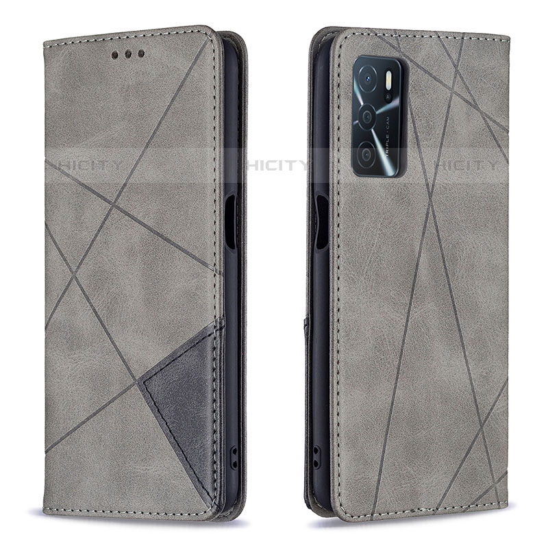 Coque Portefeuille Livre Cuir Etui Clapet B07F pour Oppo A54s Gris Plus