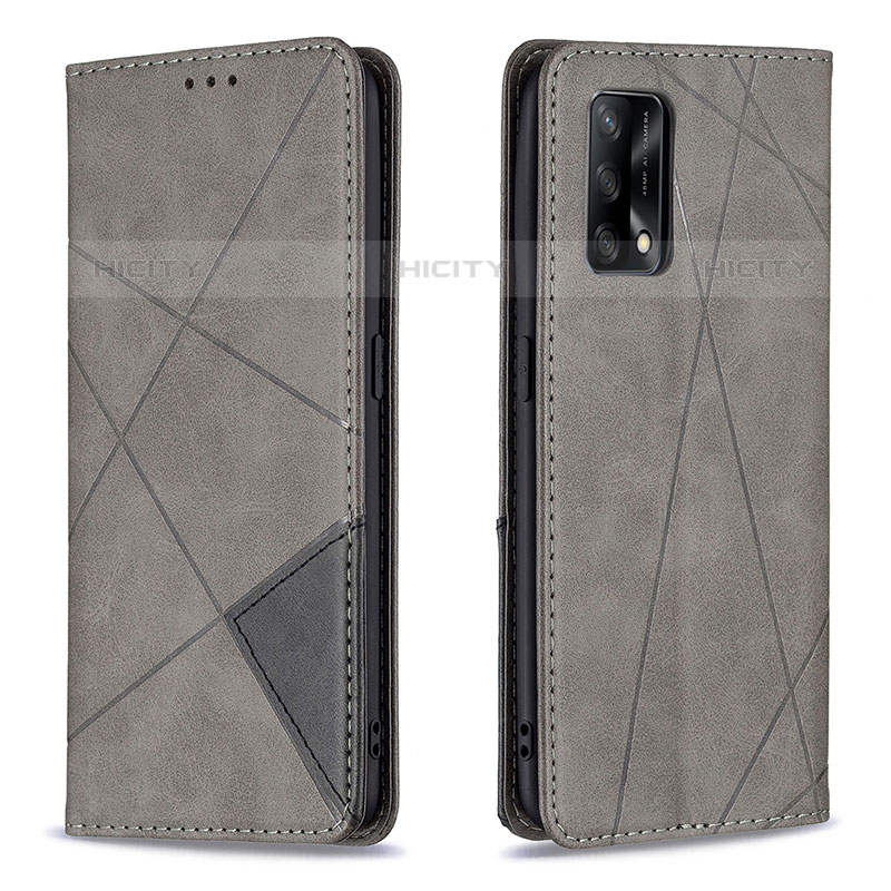 Coque Portefeuille Livre Cuir Etui Clapet B07F pour Oppo A74 4G Gris Plus