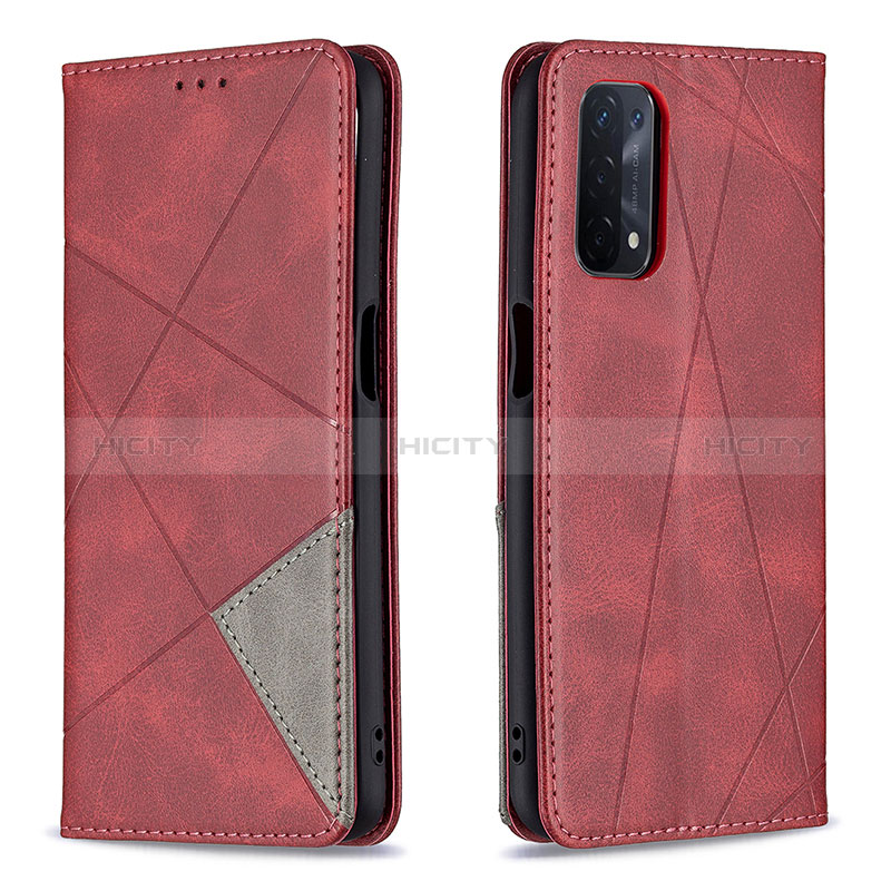 Coque Portefeuille Livre Cuir Etui Clapet B07F pour Oppo A74 5G Rouge Plus