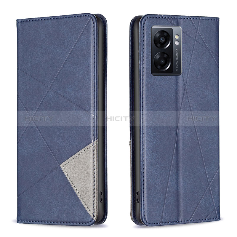 Coque Portefeuille Livre Cuir Etui Clapet B07F pour Oppo A77 5G Bleu Plus