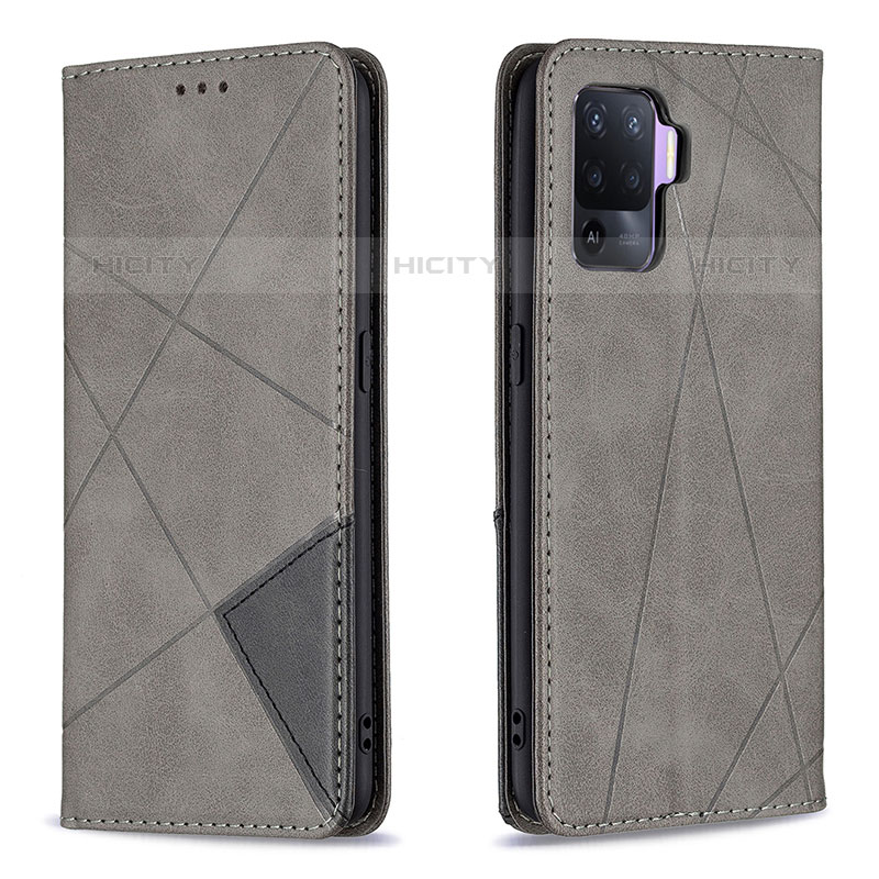 Coque Portefeuille Livre Cuir Etui Clapet B07F pour Oppo A94 4G Gris Plus