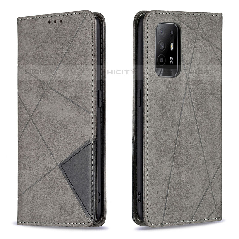 Coque Portefeuille Livre Cuir Etui Clapet B07F pour Oppo A95 5G Gris Plus