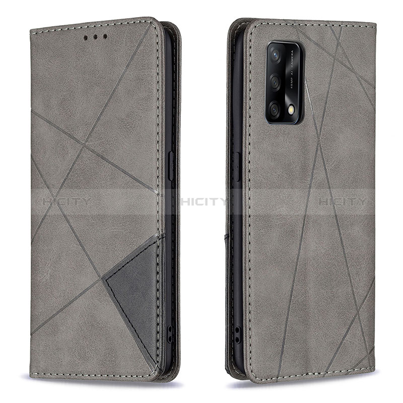 Coque Portefeuille Livre Cuir Etui Clapet B07F pour Oppo F19s Gris Plus