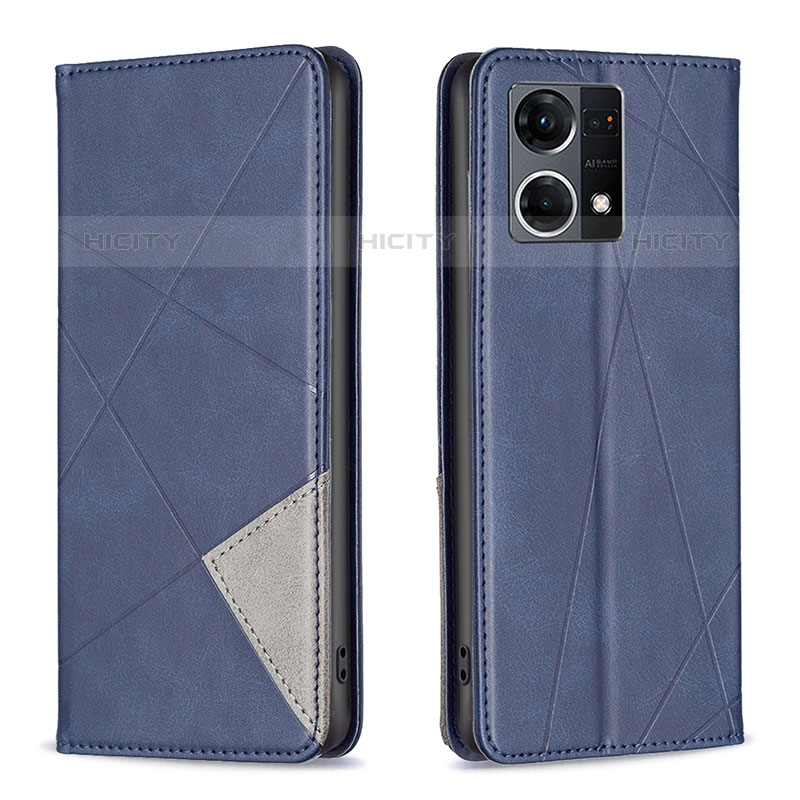 Coque Portefeuille Livre Cuir Etui Clapet B07F pour Oppo F21 Pro 4G Bleu Plus