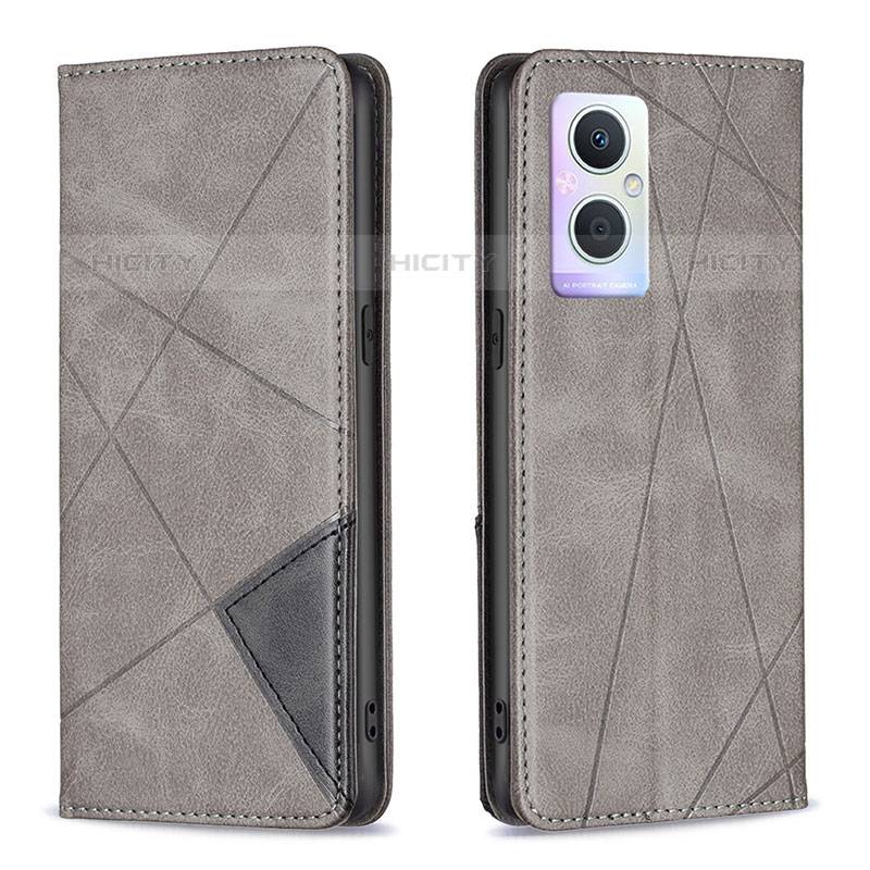 Coque Portefeuille Livre Cuir Etui Clapet B07F pour Oppo F21 Pro 5G Gris Plus