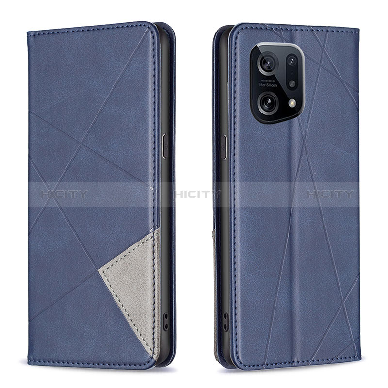 Coque Portefeuille Livre Cuir Etui Clapet B07F pour Oppo Find X5 5G Bleu Plus