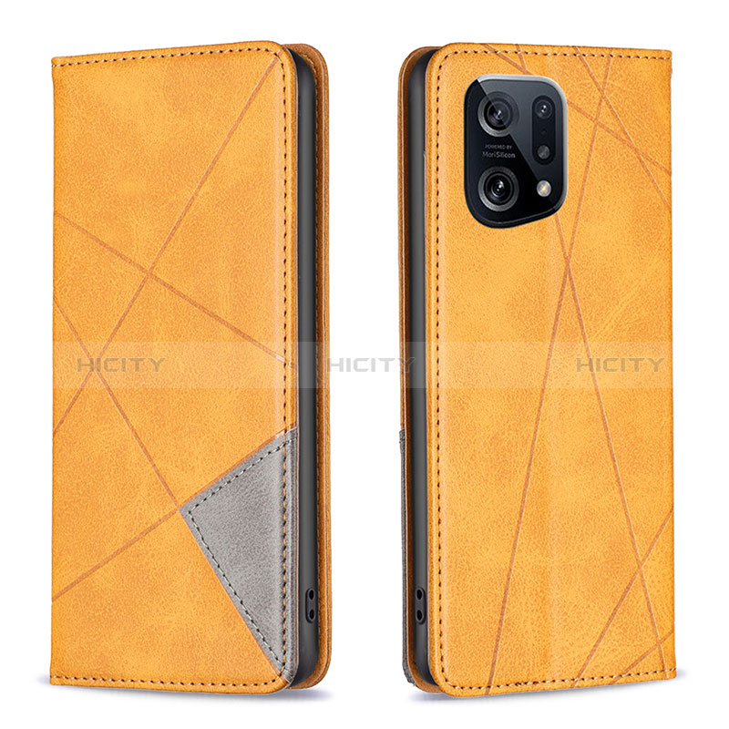 Coque Portefeuille Livre Cuir Etui Clapet B07F pour Oppo Find X5 5G Brun Clair Plus