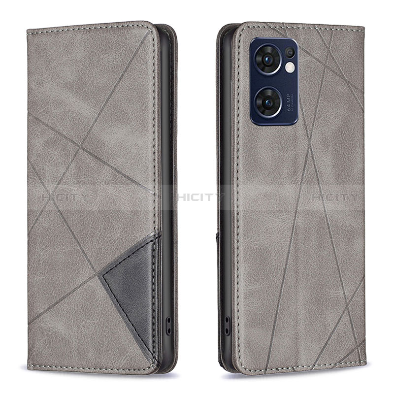 Coque Portefeuille Livre Cuir Etui Clapet B07F pour Oppo Find X5 Lite 5G Gris Plus