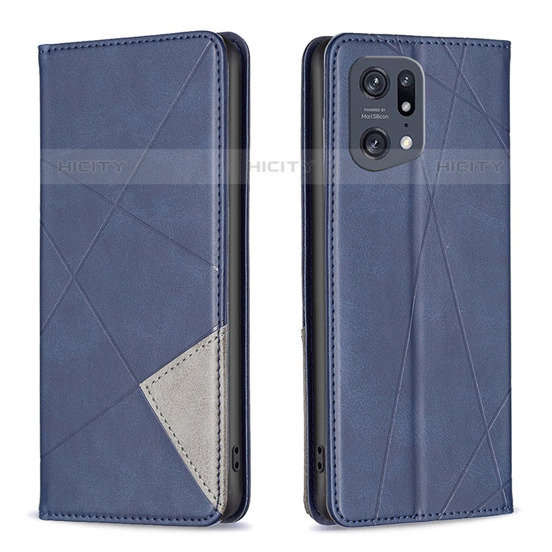 Coque Portefeuille Livre Cuir Etui Clapet B07F pour Oppo Find X5 Pro 5G Bleu Plus