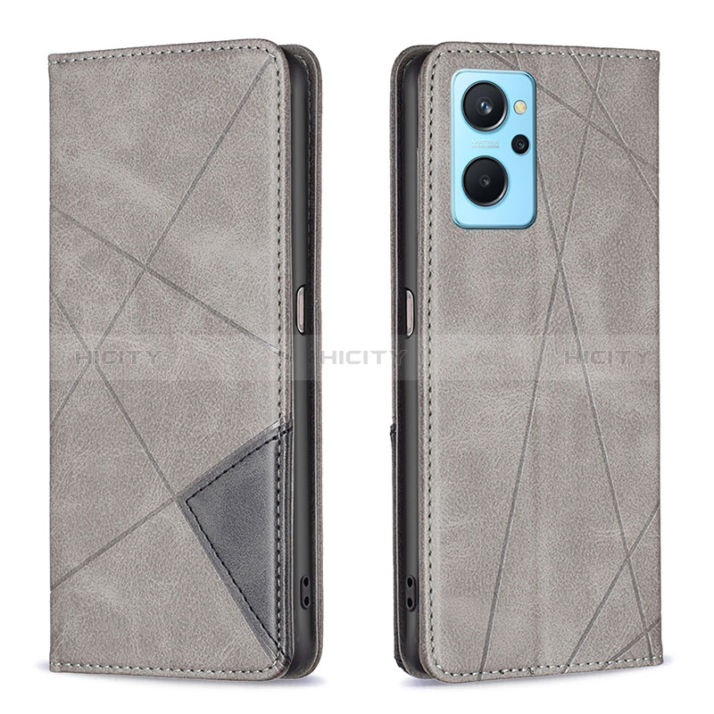 Coque Portefeuille Livre Cuir Etui Clapet B07F pour Oppo K10 4G Gris Plus