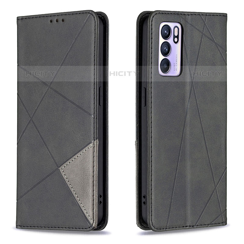 Coque Portefeuille Livre Cuir Etui Clapet B07F pour Oppo Reno6 5G Noir Plus