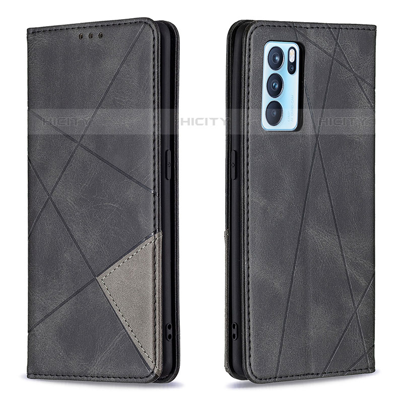 Coque Portefeuille Livre Cuir Etui Clapet B07F pour Oppo Reno6 Pro 5G India Noir Plus