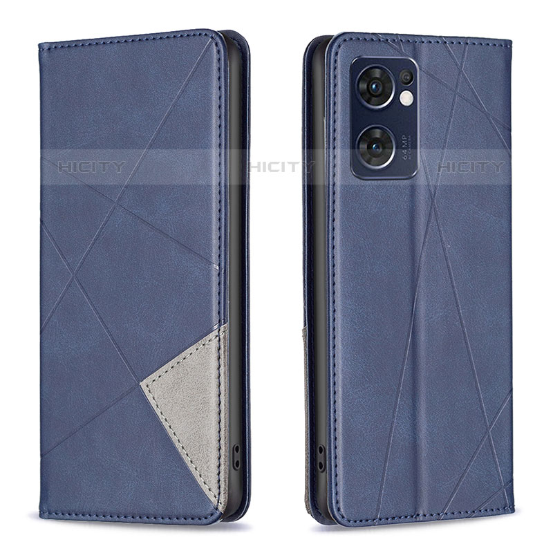 Coque Portefeuille Livre Cuir Etui Clapet B07F pour Oppo Reno7 5G Bleu Plus