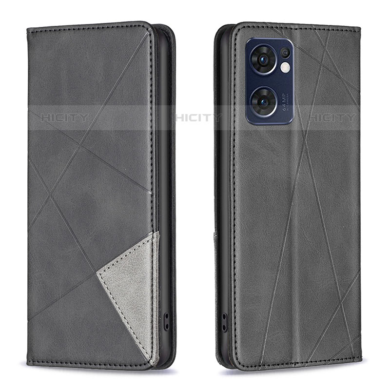 Coque Portefeuille Livre Cuir Etui Clapet B07F pour Oppo Reno7 5G Noir Plus