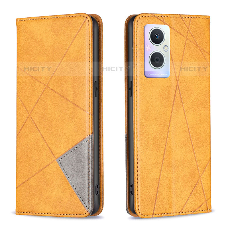 Coque Portefeuille Livre Cuir Etui Clapet B07F pour Oppo Reno7 Lite 5G Brun Clair Plus