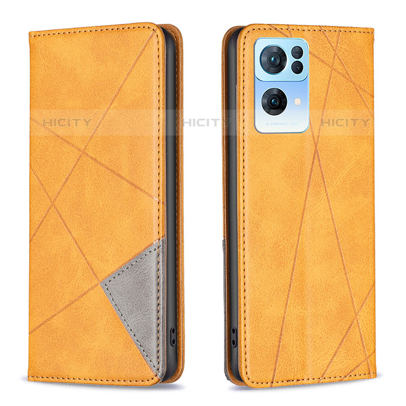 Coque Portefeuille Livre Cuir Etui Clapet B07F pour Oppo Reno7 Pro 5G Brun Clair Plus