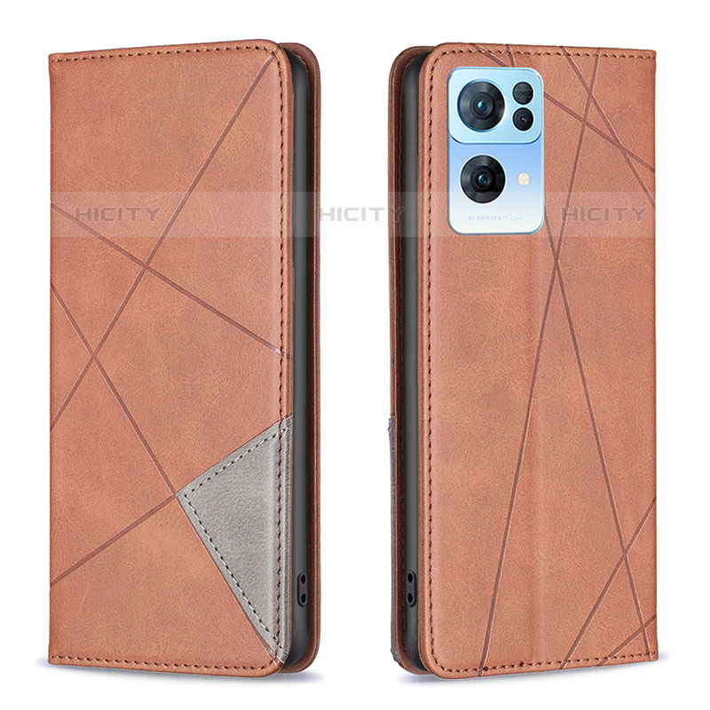 Coque Portefeuille Livre Cuir Etui Clapet B07F pour Oppo Reno7 Pro 5G Marron Plus