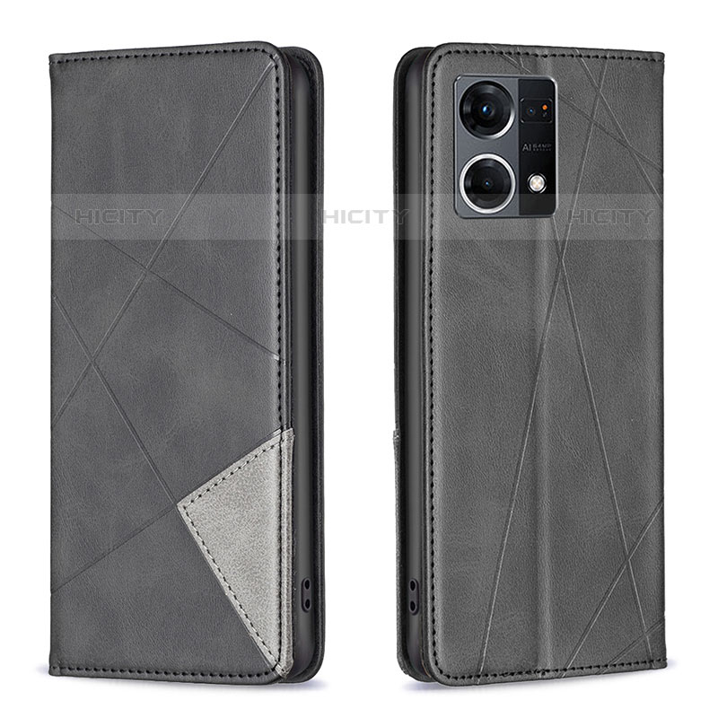 Coque Portefeuille Livre Cuir Etui Clapet B07F pour Oppo Reno8 4G Noir Plus