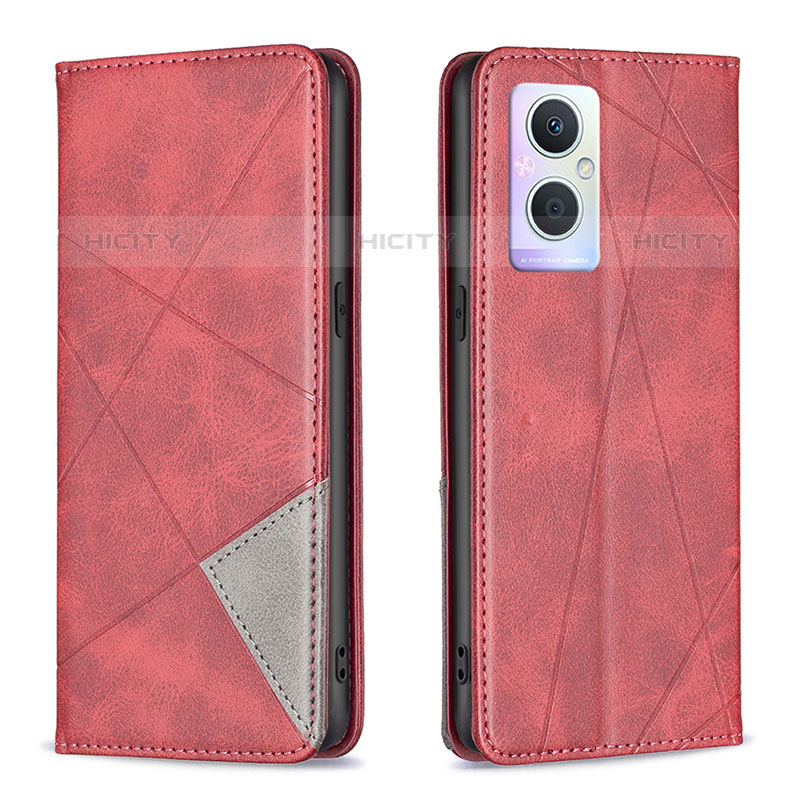 Coque Portefeuille Livre Cuir Etui Clapet B07F pour Oppo Reno8 Lite 5G Rouge Plus