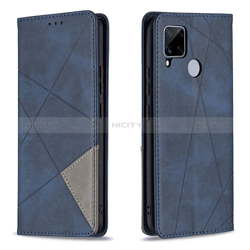 Coque Portefeuille Livre Cuir Etui Clapet B07F pour Realme 7i RMX2193 Bleu Plus