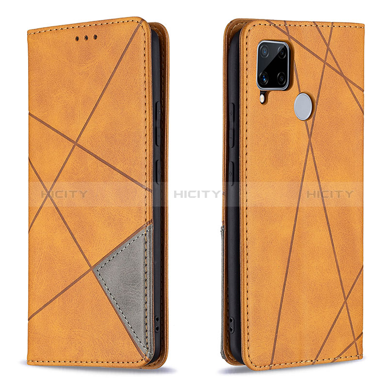 Coque Portefeuille Livre Cuir Etui Clapet B07F pour Realme 7i RMX2193 Brun Clair Plus