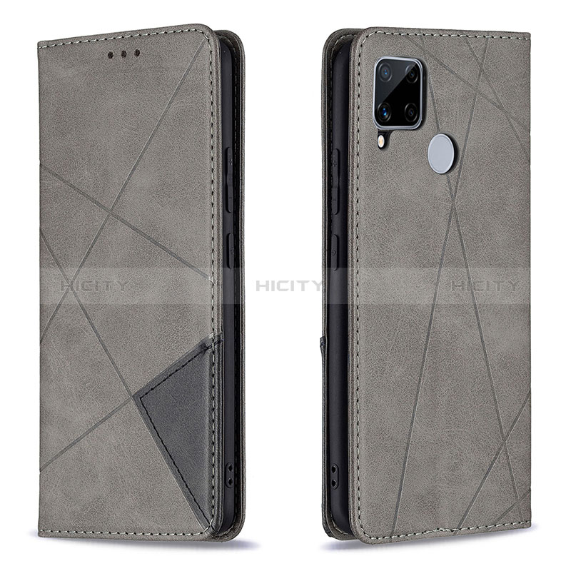 Coque Portefeuille Livre Cuir Etui Clapet B07F pour Realme 7i RMX2193 Gris Plus