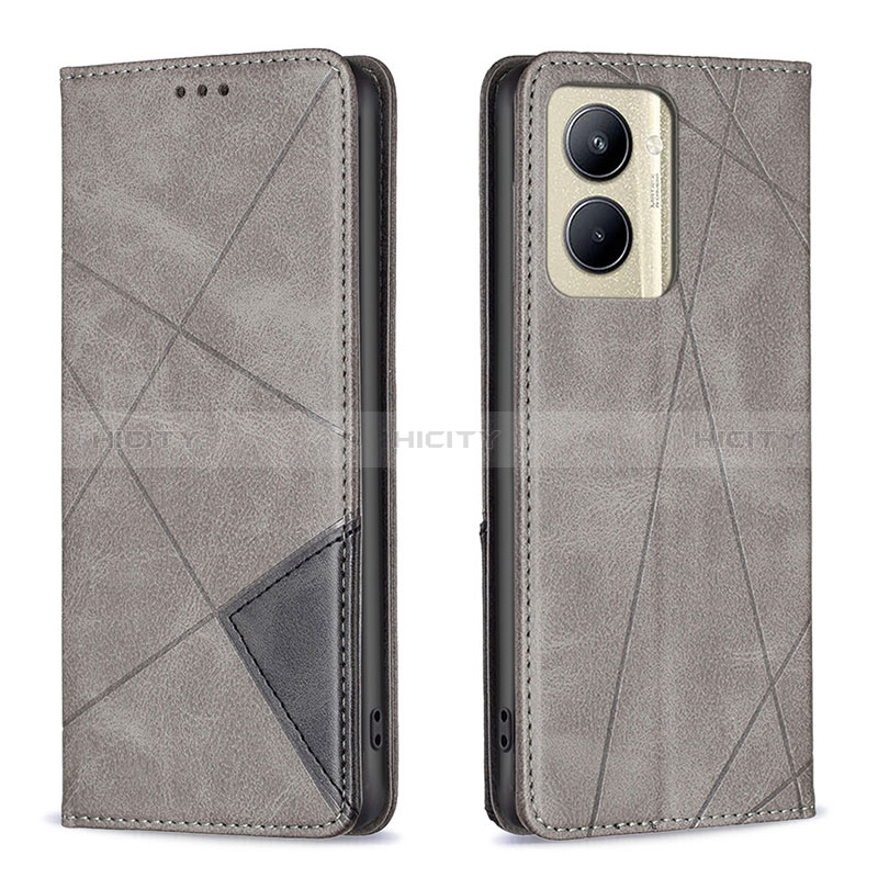 Coque Portefeuille Livre Cuir Etui Clapet B07F pour Realme C33 (2023) Gris Plus